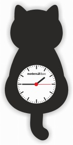 ZEGAR ŚCIENNY KONTUROWY CCD.37.01 KOT CZARNY