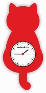 ZEGAR ŚCIENNY KONTUROWY CCD.37.02 KOT CZERWONY