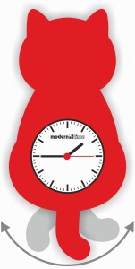 ZEGAR ŚCIENNY WAHADŁOWY CCDP.37.02 KOT CZERWONY (1)